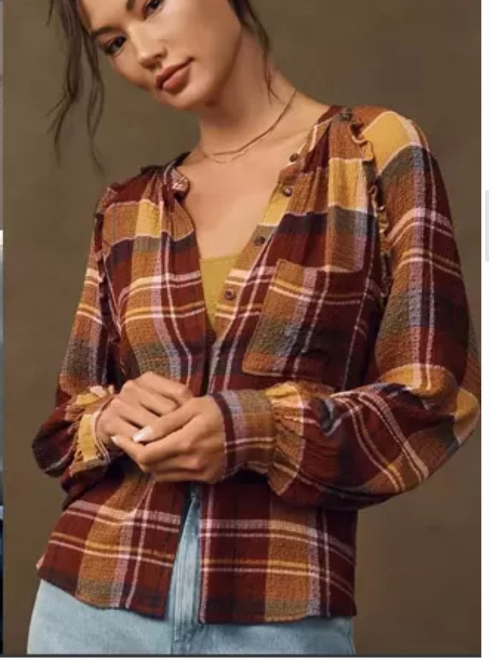 Anthropologie Pilcro Relaxed Plaid Buttondown Shirt